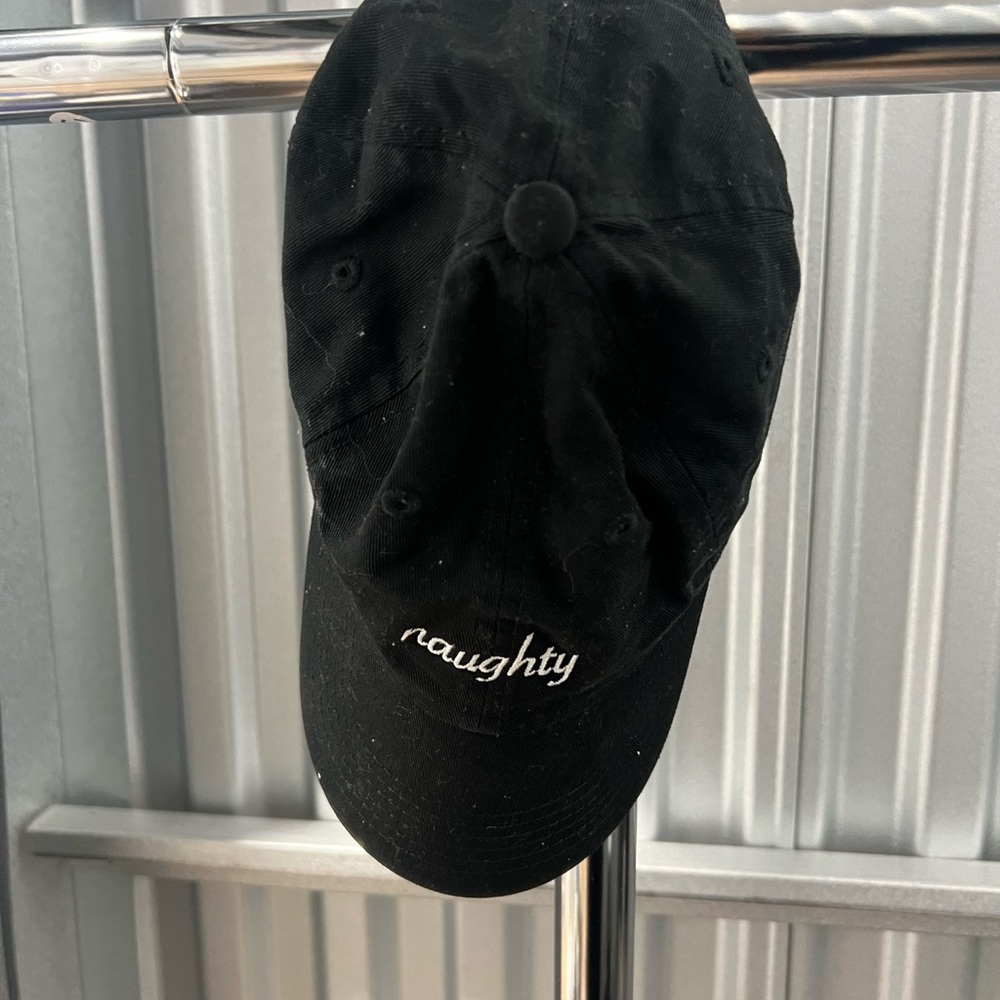Black Baseball Cap with Embroidered Text